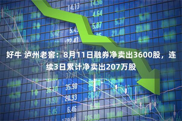 好牛 泸州老窖：8月11日融券净卖出3600股，连续3日累计净卖出207万股